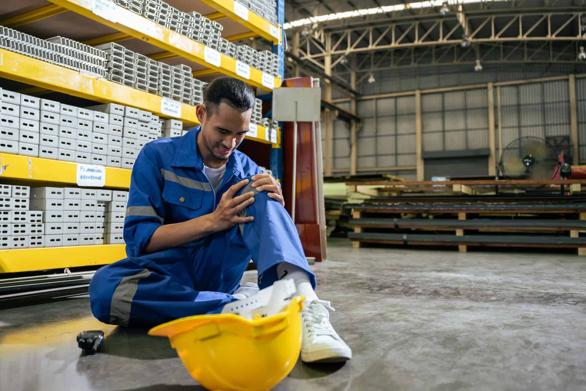 Man-With-Injured-Knee-At-Work