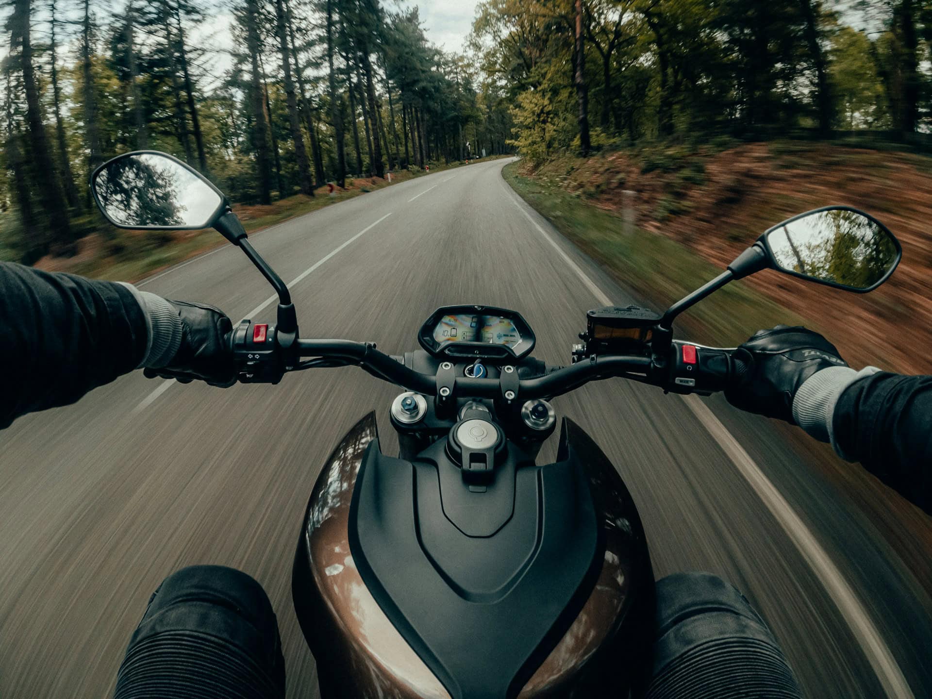 First Person View of Riding Motorcycle