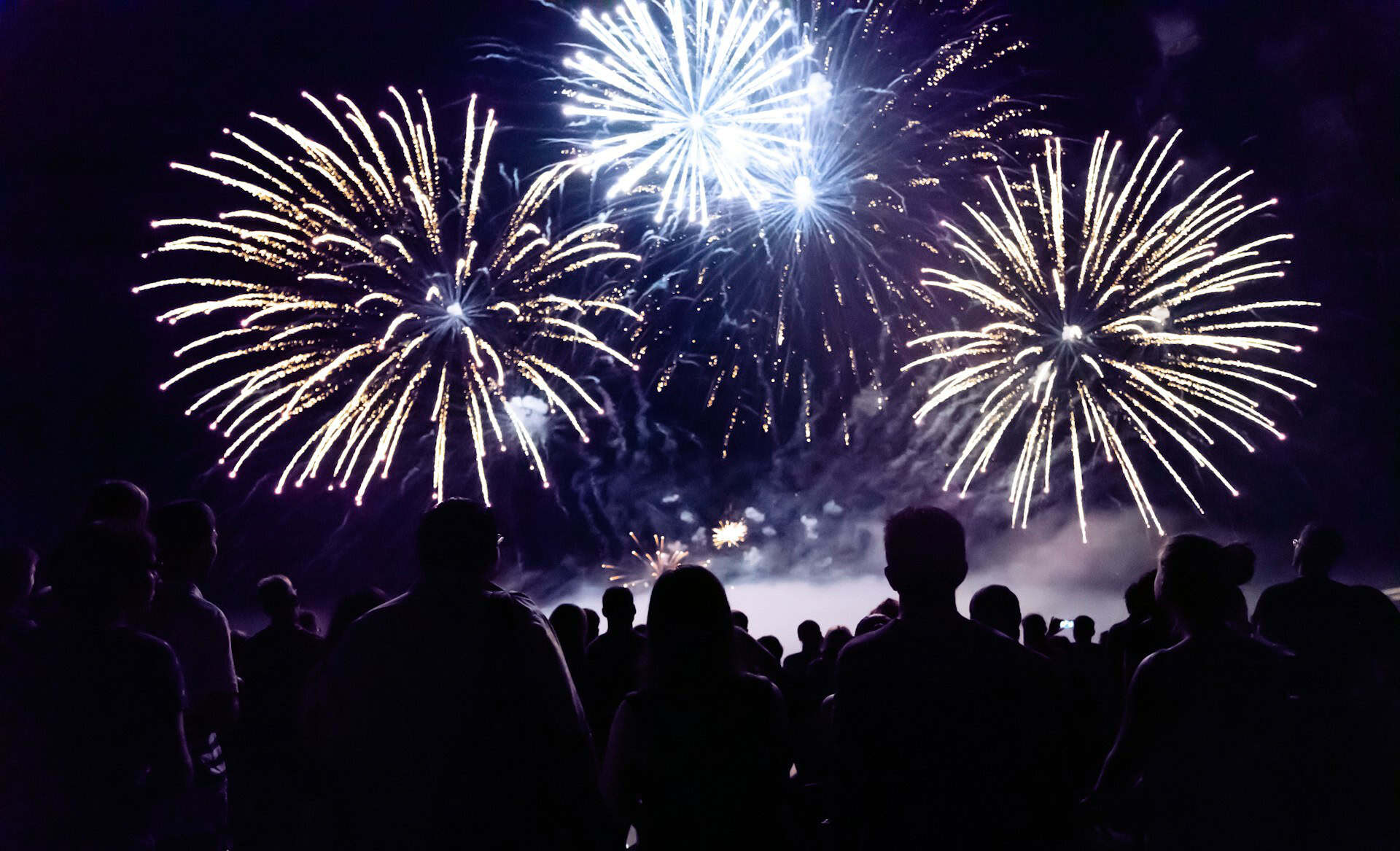 People Watching Firework Display