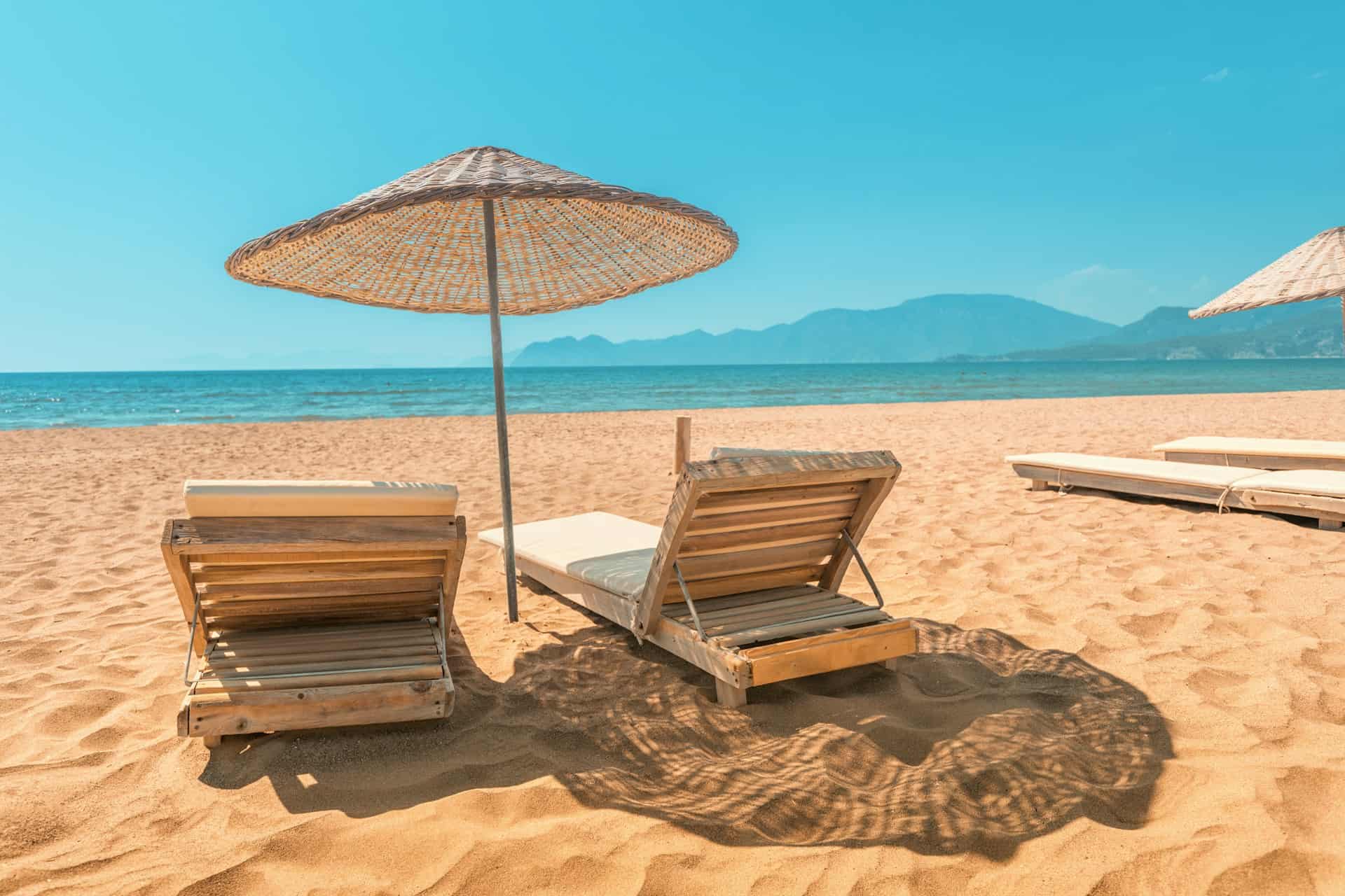 Sun Loungers on a Beach
