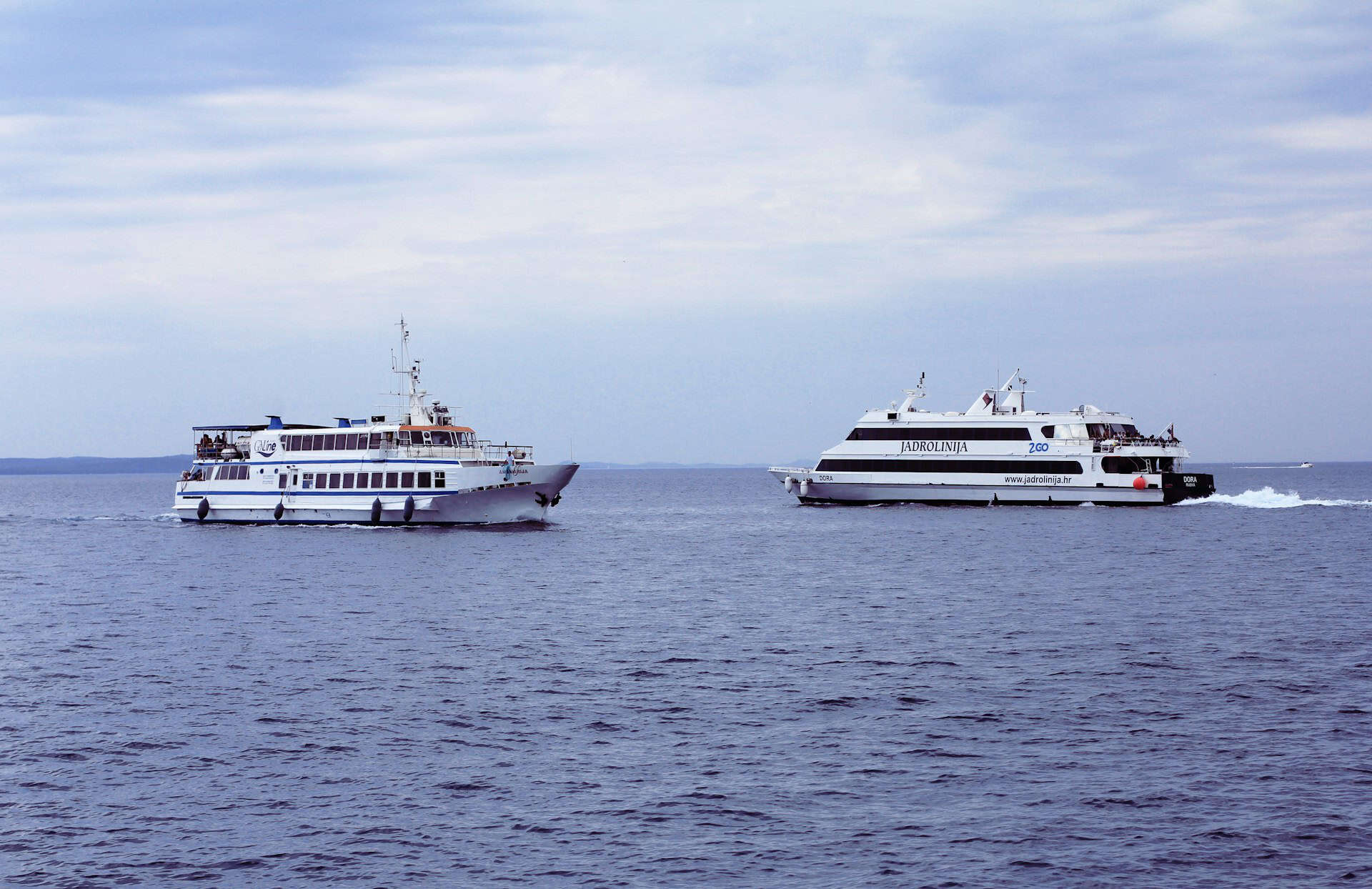 Two Ferries in Sea